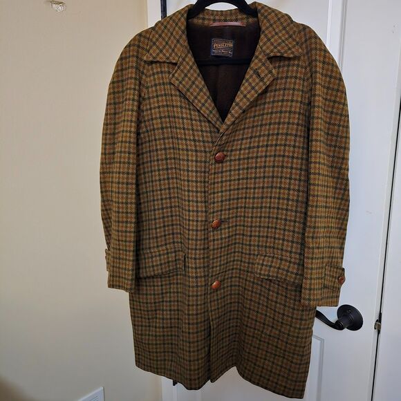 Vintage Pendleton Plaid Wool Coat L/XL - Picture 1 of 4